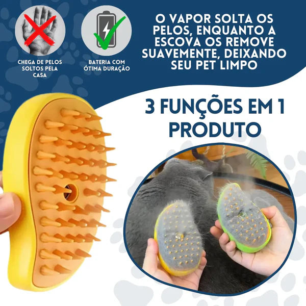 Escova a Vapor PuraPata Recarregável para Cães e Gatos✅